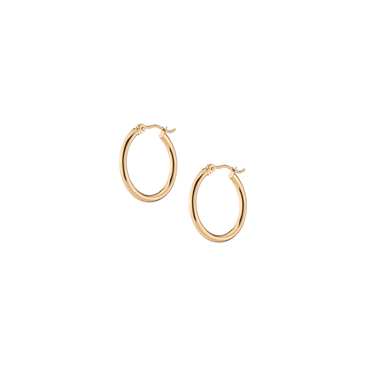 Gold Hoop Earrings - 2mm 14k Yellow Gold Pair Single 20mm