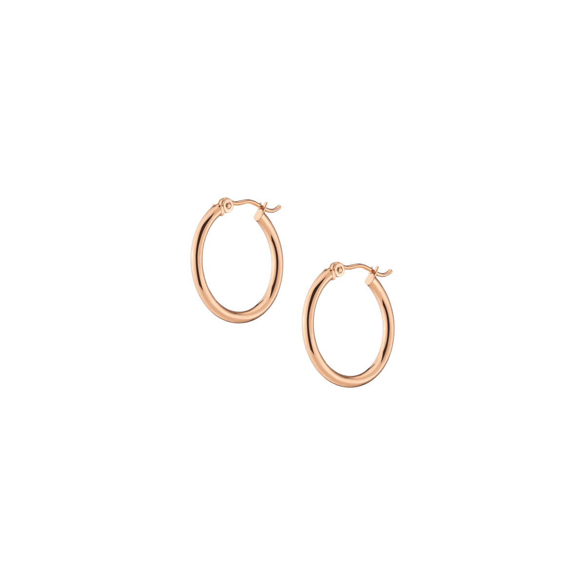 Gold Hoop Earrings - 2mm 14k Rose Gold Pair Single 20mm
