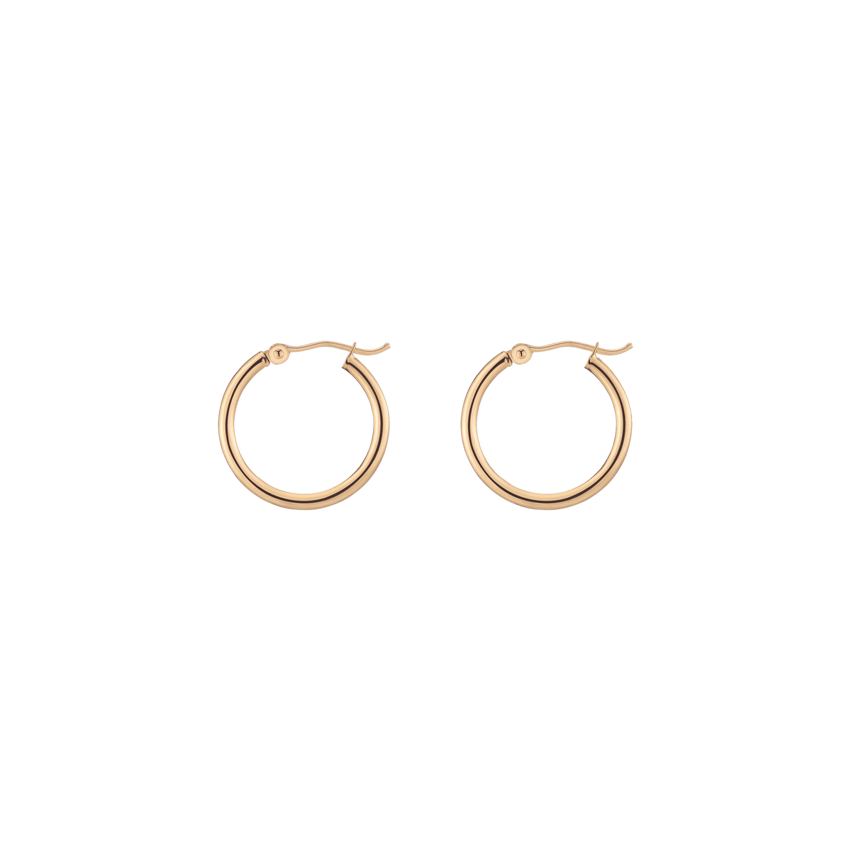 Gold Hoop Earrings - 2mm 14k Yellow Gold Pair Single 20mm