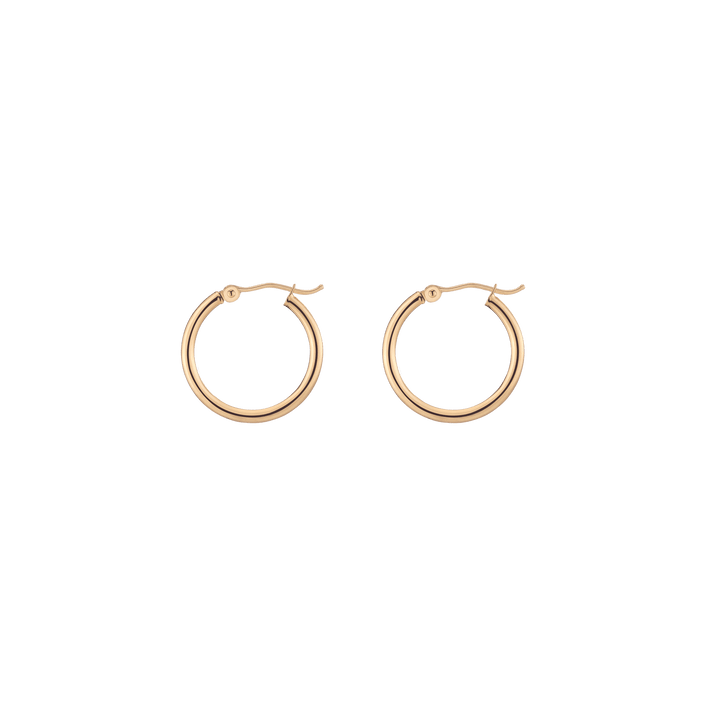 Gold Hoop Earrings - 2mm 14k Yellow Gold Pair Single 20mm