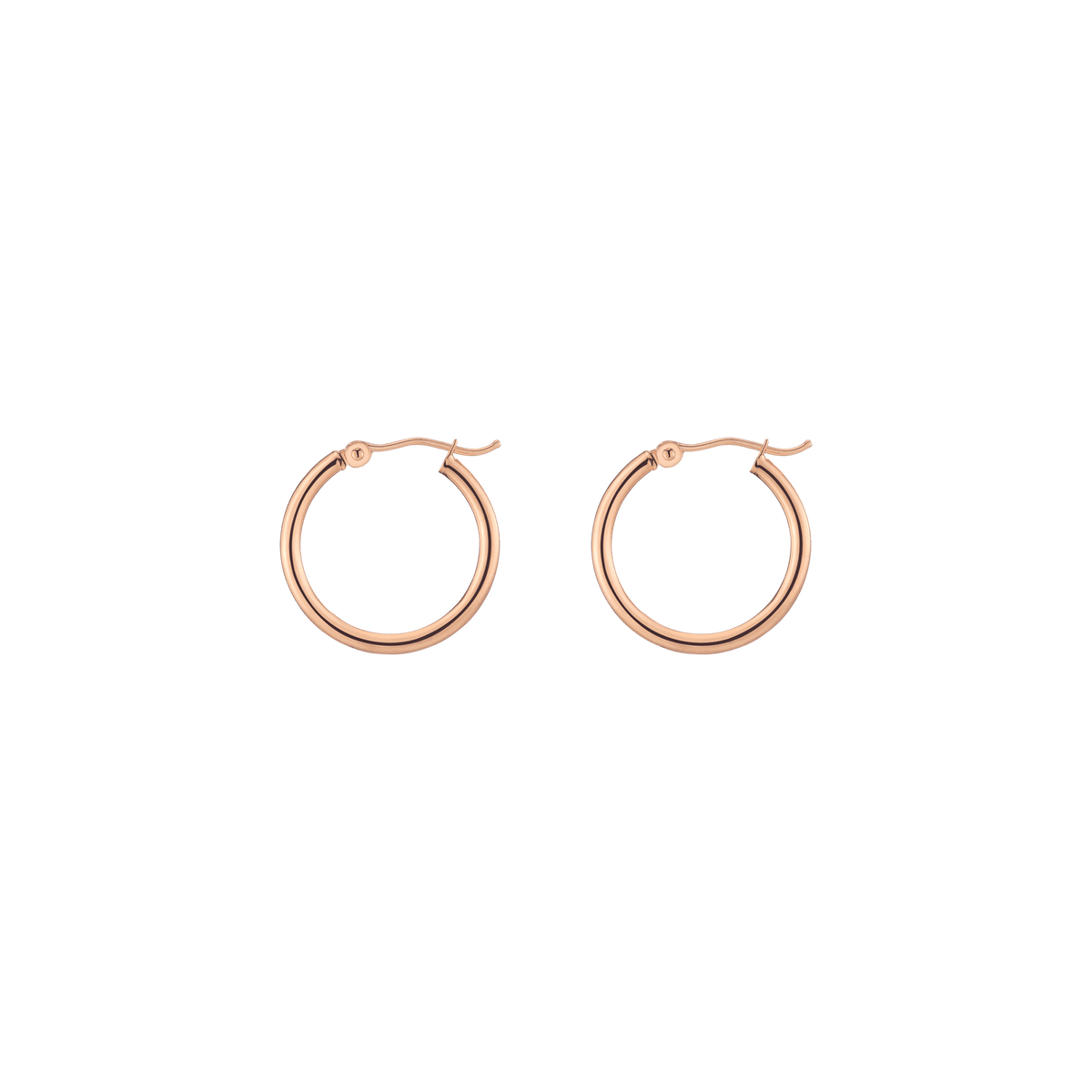 Gold Hoop Earrings - 2mm 14k Rose Gold Pair Single 20mm