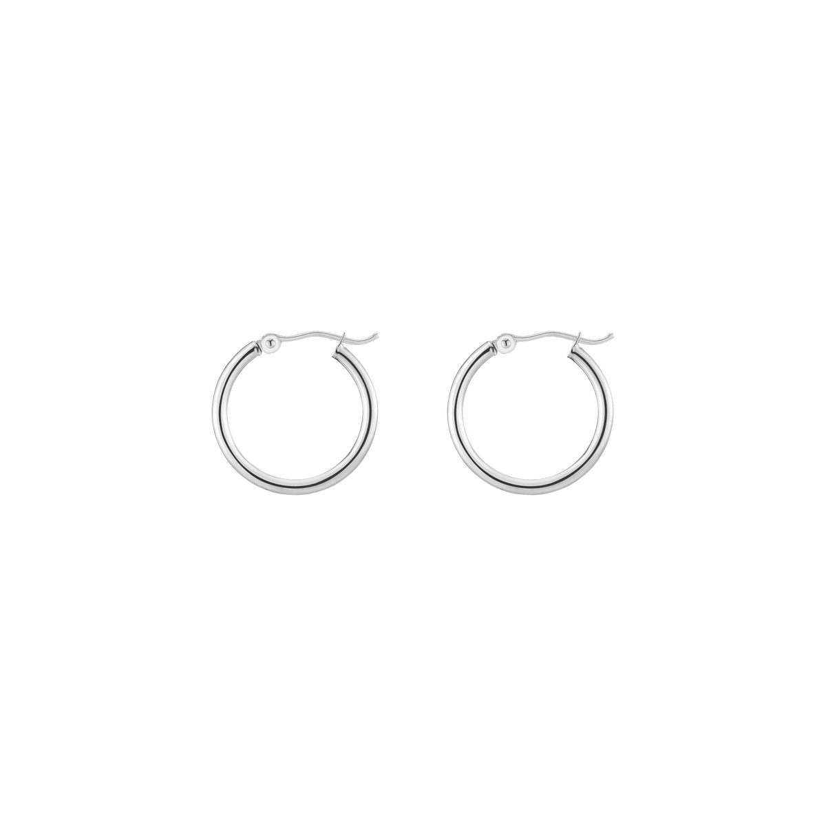 Gold Hoop Earrings - 2mm 14k White Gold Pair Single 20mm