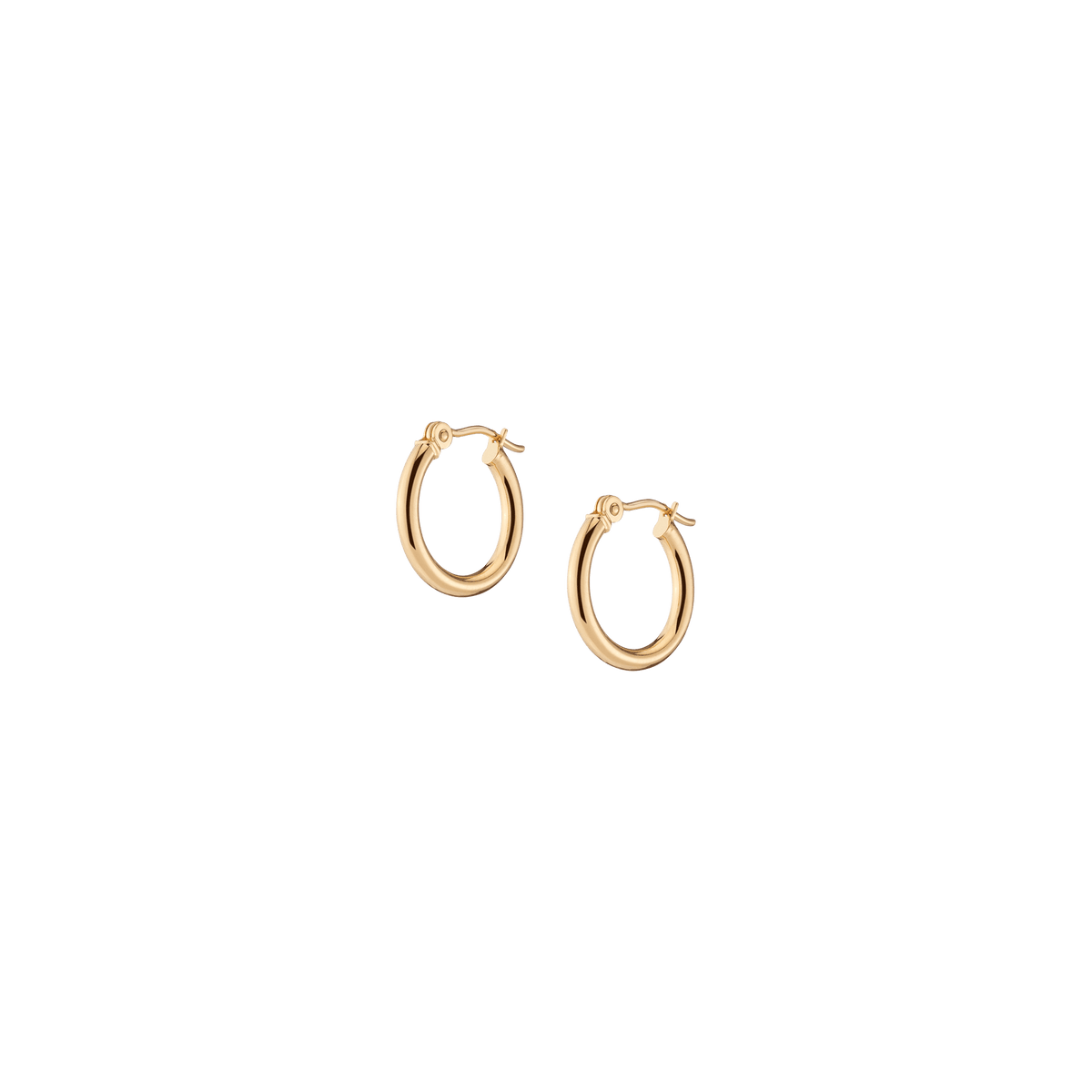 Gold Hoop Earrings - 2mm 14k Yellow Gold Pair Single 15mm