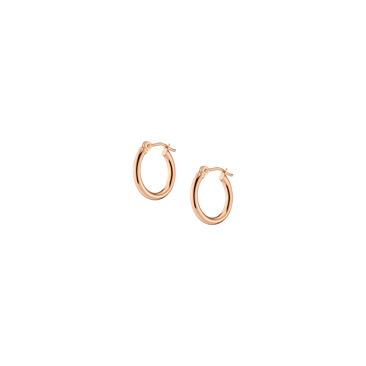Gold Hoop Earrings - 2mm 14k Rose Gold Pair Single 15mm