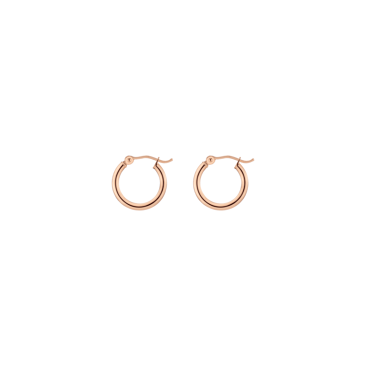 Gold Hoop Earrings - 2mm 14k Rose Gold Pair Single 15mm