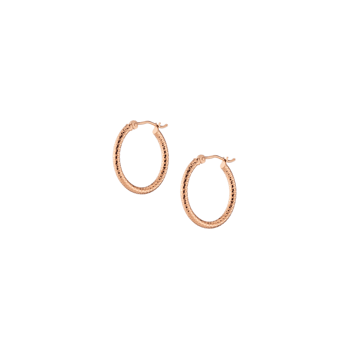 Textured Hoop Earrings - 20mm 14k Rose Gold Single Pair First