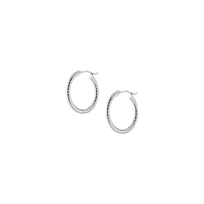 Textured Hoop Earrings - 20mm 14k White Gold Single Pair First