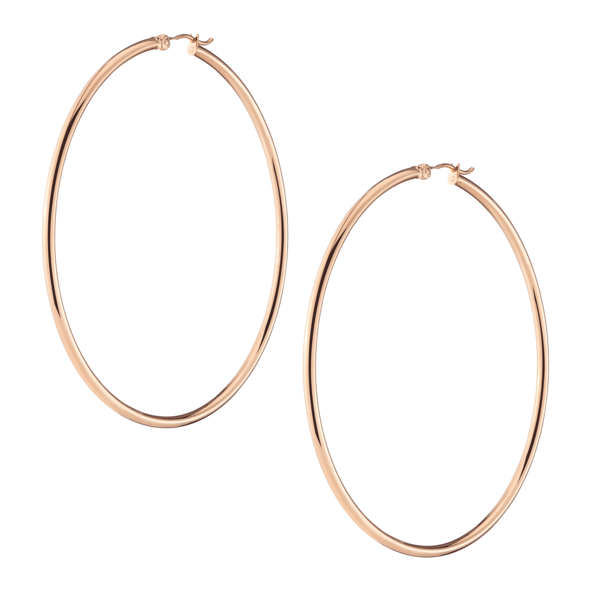 Gold Hoop Earrings - 2mm 14k Rose Gold Pair Single 60mm