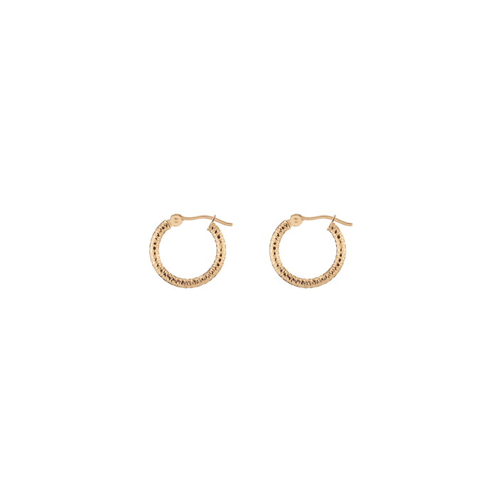 Textured Hoop Earrings 14k Yellow Gold Single Pair 15mm