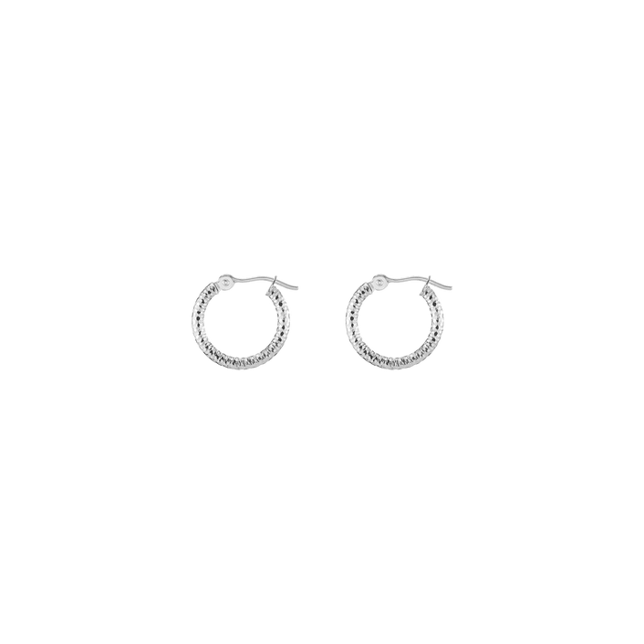 Textured Hoop Earrings 14k White Gold Single Pair 15mm