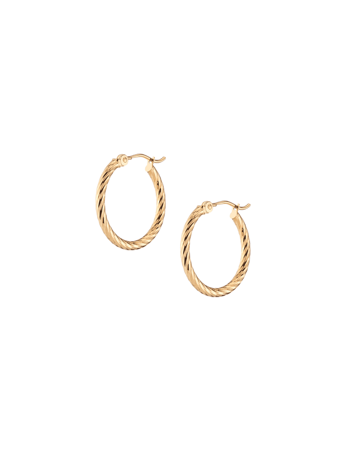 Thin Twisted Hoop Earrings 14k Yellow Gold Single Pair 20mm First