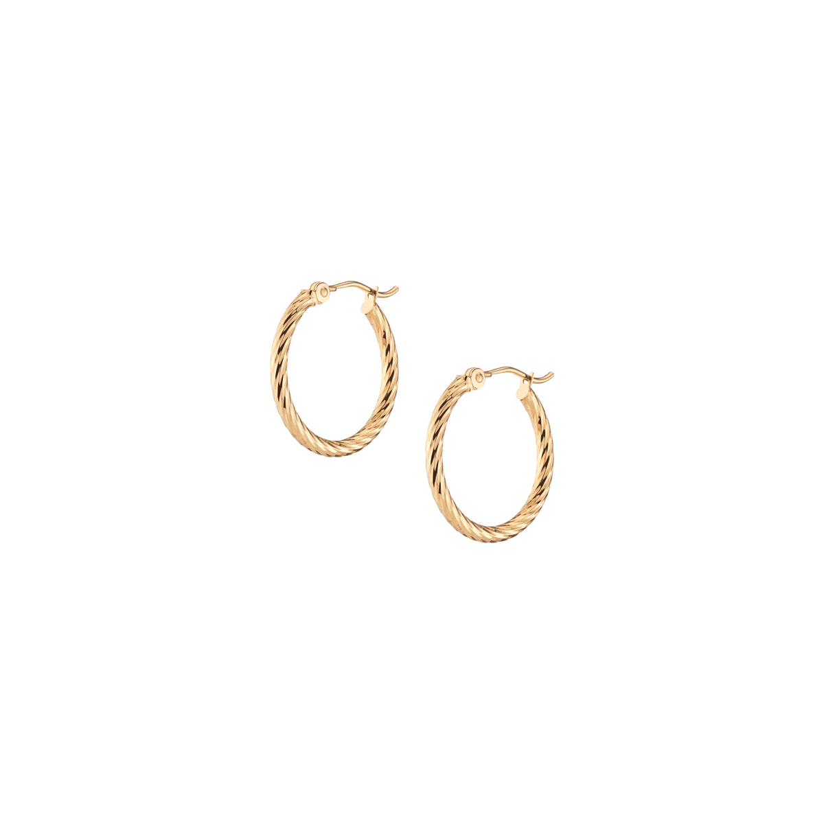 Thin Twisted Hoop Earrings 14k Yellow Gold Single Pair 20mm First