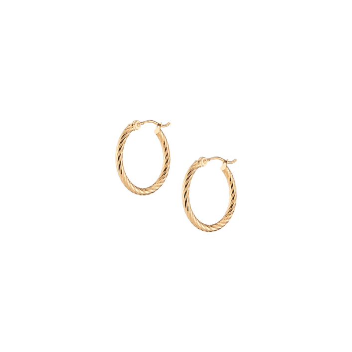 Thin Twisted Hoop Earrings 14k Yellow Gold Single Pair 20mm First