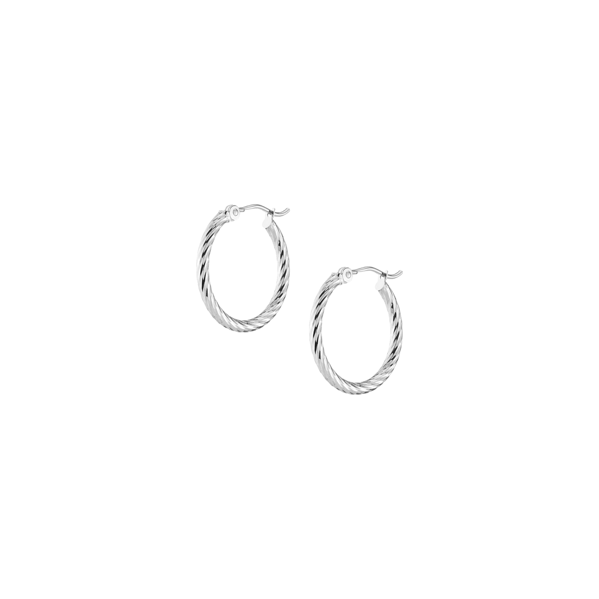 Thin Twisted Hoop Earrings 14k White Gold Single Pair 20mm First