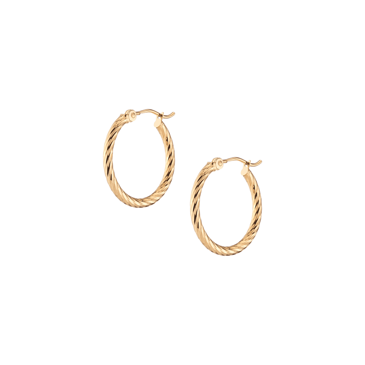 Thin Twisted Hoop Earrings 14k Yellow Gold Single Pair 25mm