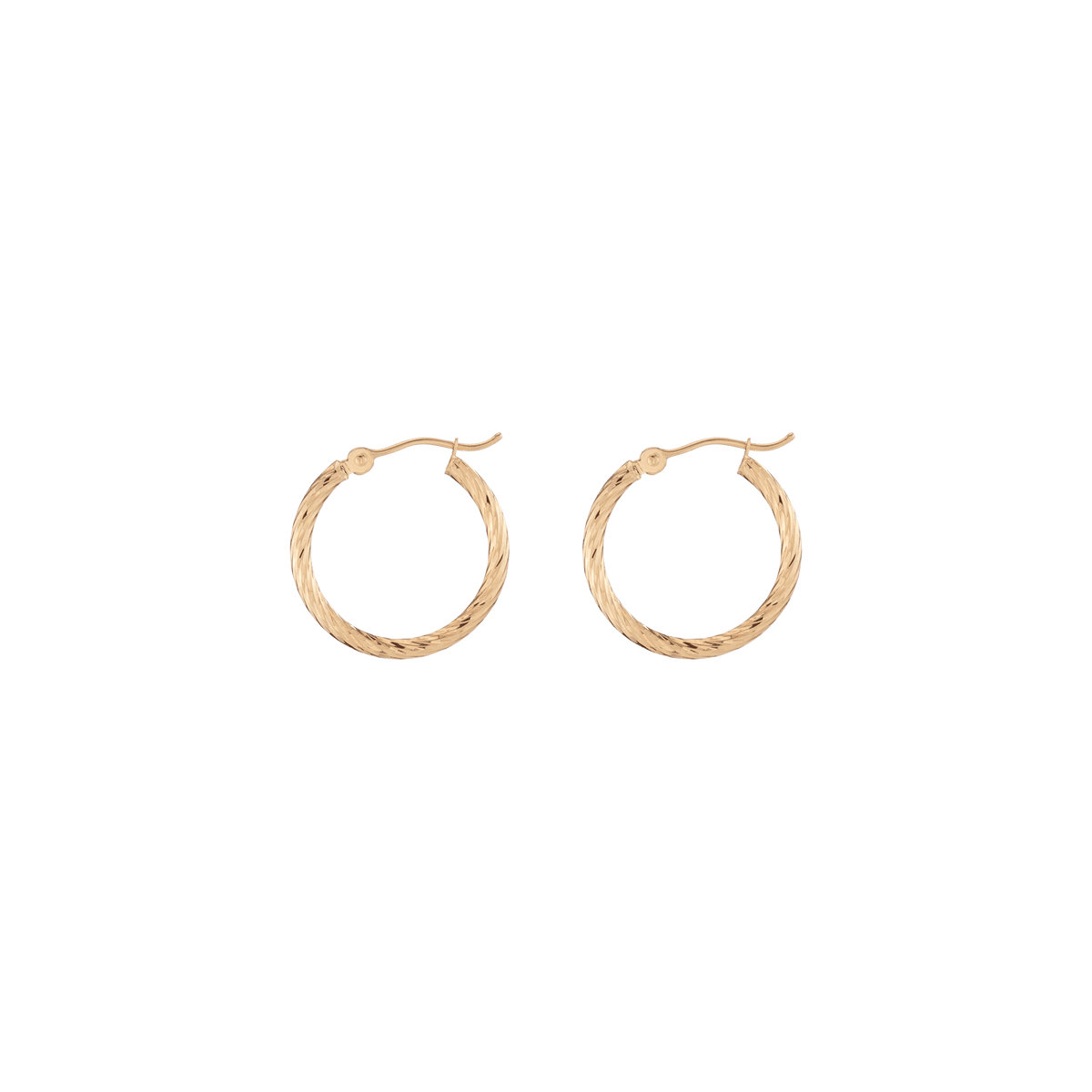 Thin Twisted Hoop Earrings 14k Yellow Gold Single Pair 20mm