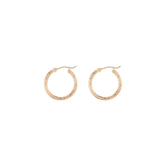 Thin Twisted Hoop Earrings 14k Yellow Gold Single Pair 20mm