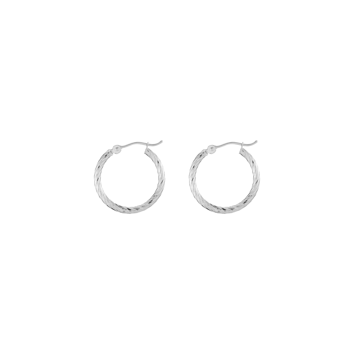 Thin Twisted Hoop Earrings 14k White Gold Single Pair 20mm