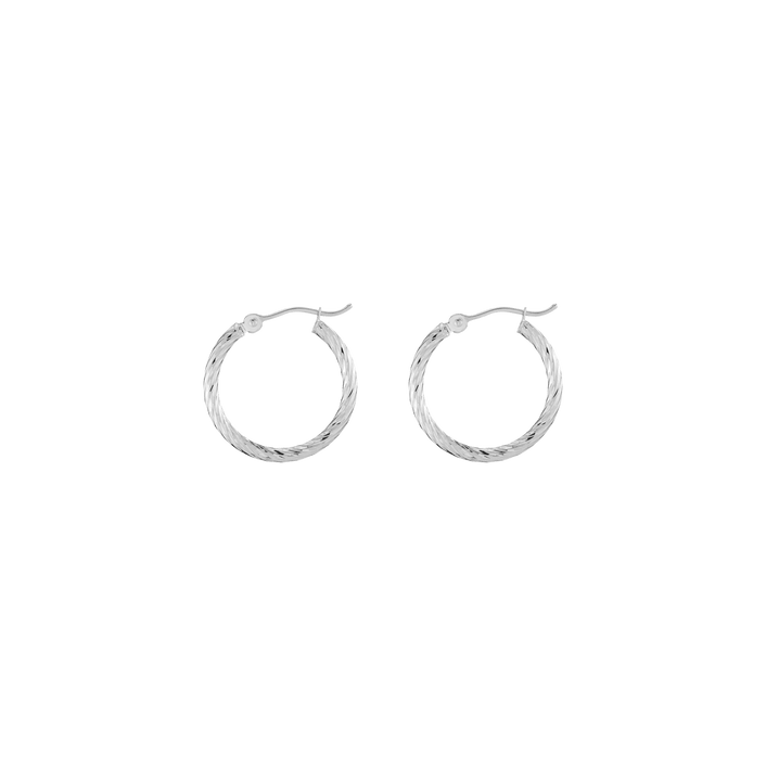 Thin Twisted Hoop Earrings 14k White Gold Single Pair 20mm