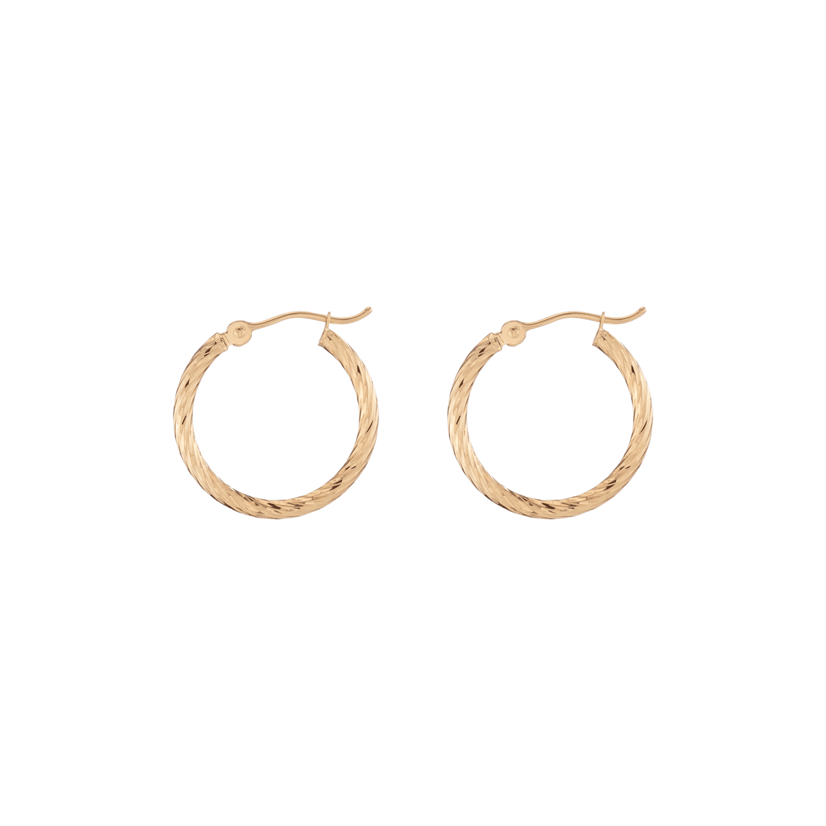 Thin Twisted Hoop Earrings 14k Yellow Gold Single Pair 25mm