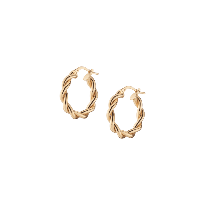 Bold Twisted Hoop Earrings 14k Yellow Gold Single Pair 22mm First