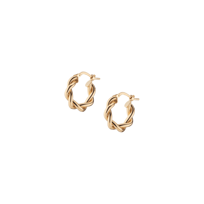 Bold Twisted Hoop Earrings 14k Yellow Gold Single Pair 17mm