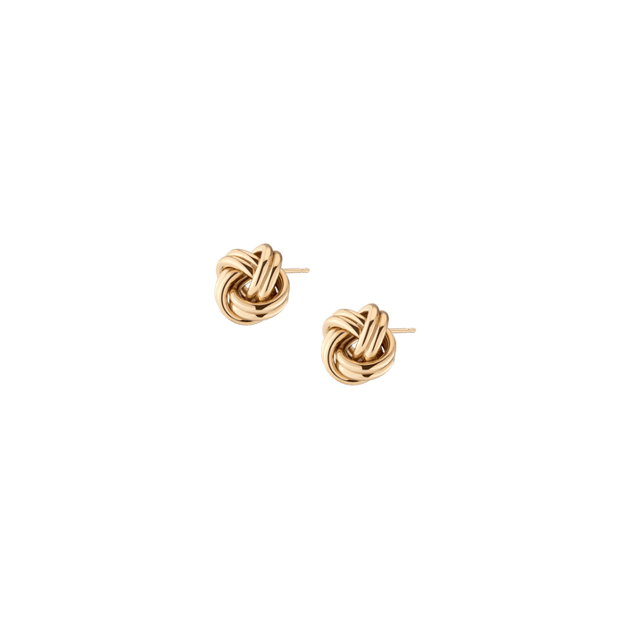 Gold Knot Stud Earrings 14k Yellow Gold Large