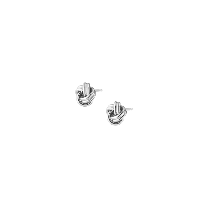 Silver Knot Stud Earrings Sterling Silver White Gold Large