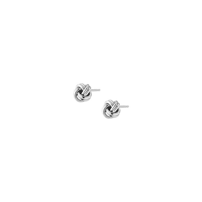 Silver Knot Stud Earrings Sterling Silver White Gold Small