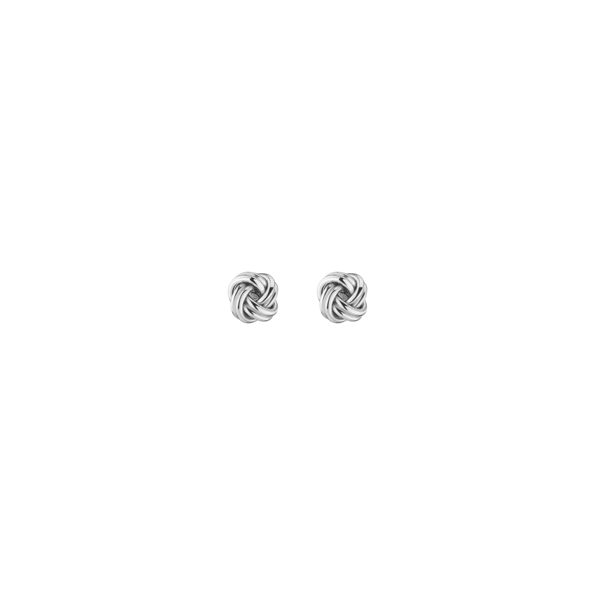 Silver Knot Stud Earrings Sterling Silver White Gold Small