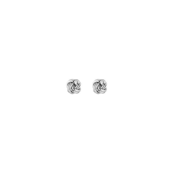 Silver Knot Stud Earrings Sterling Silver White Gold Small