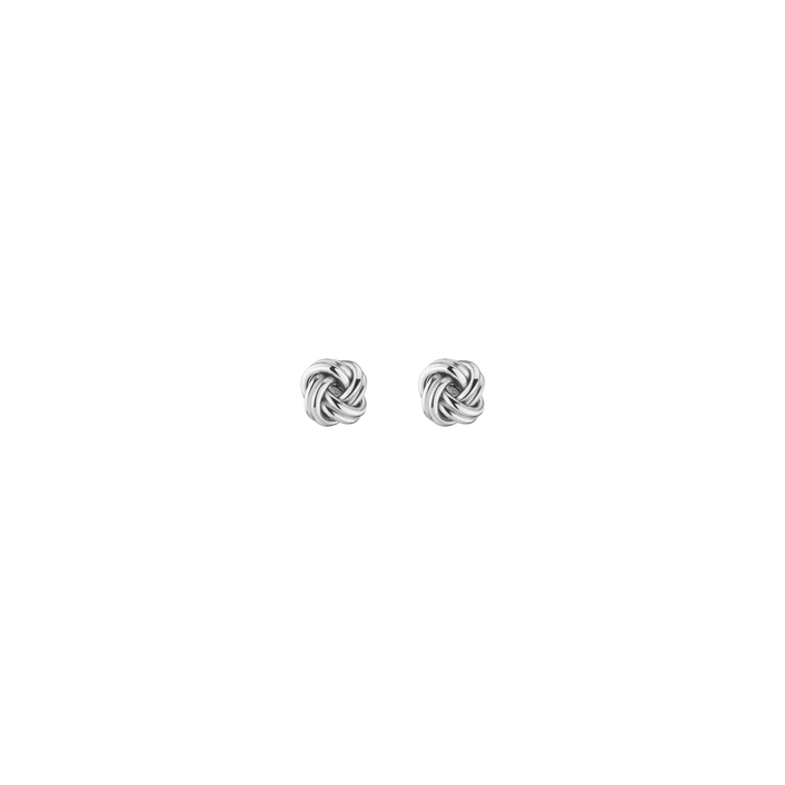 Silver Twist Knot Stud Earrings Sterling Silver White Gold First