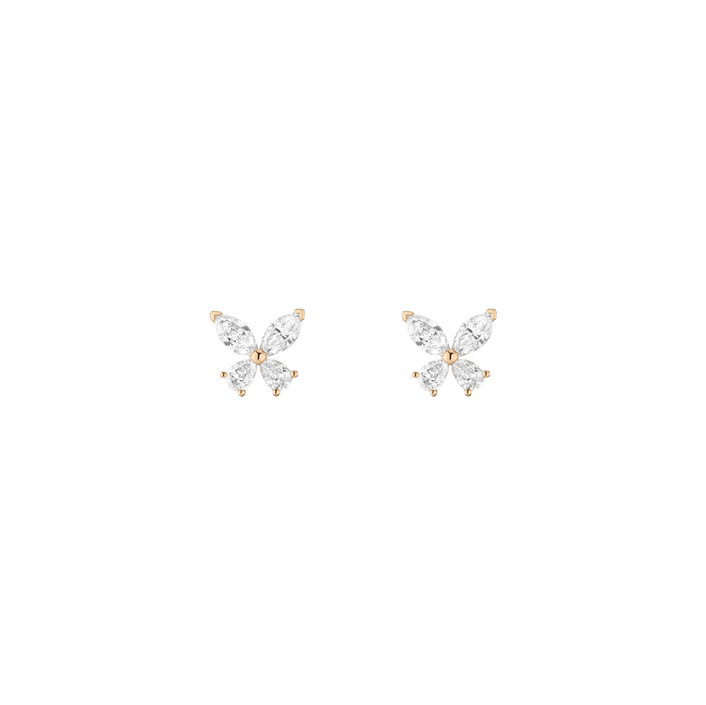 White Sapphire Butterfly Earrings Vermeil Yellow Gold Pair Single First