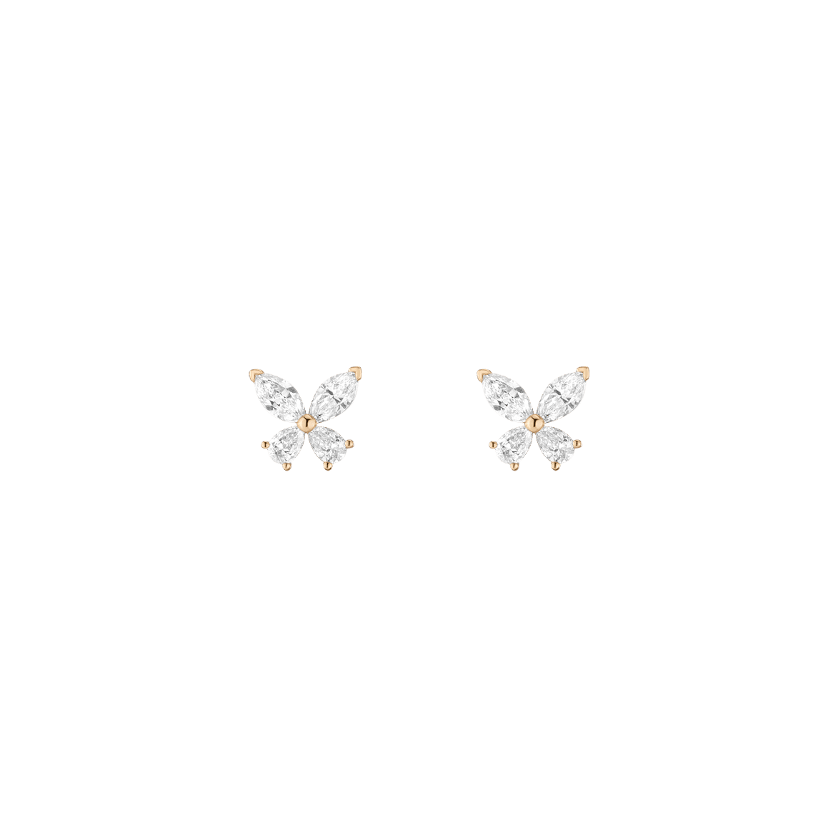 18K White Gold Diamond Butterfly Stud hot Earrings D