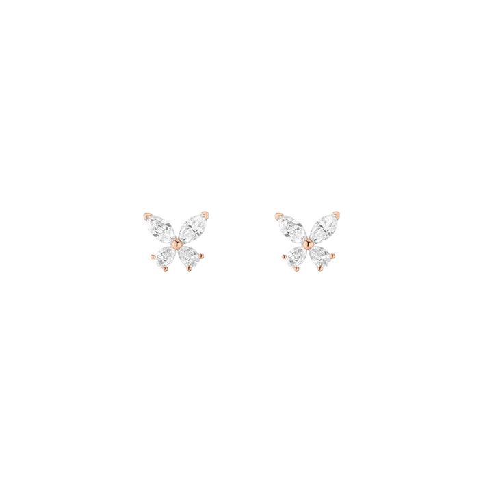 White Sapphire Butterfly Earrings Vermeil Rose Gold Pair Single First