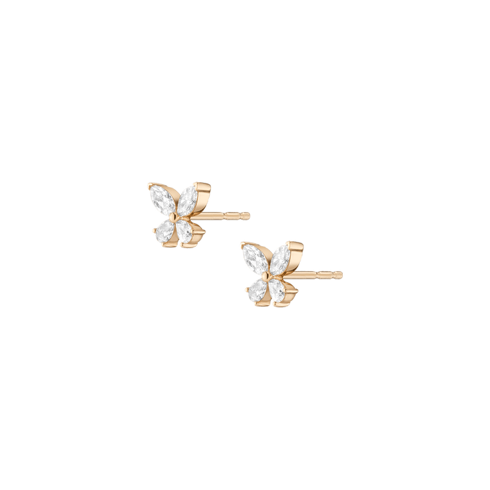 White Sapphire Butterfly Earrings Vermeil Yellow Gold Pair Single