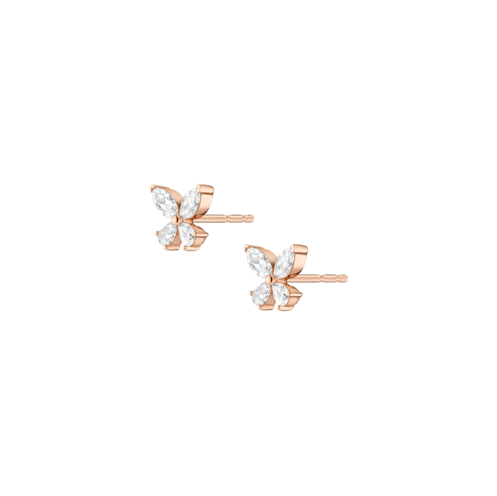 White Sapphire Butterfly Earrings Vermeil Rose Gold Pair Single