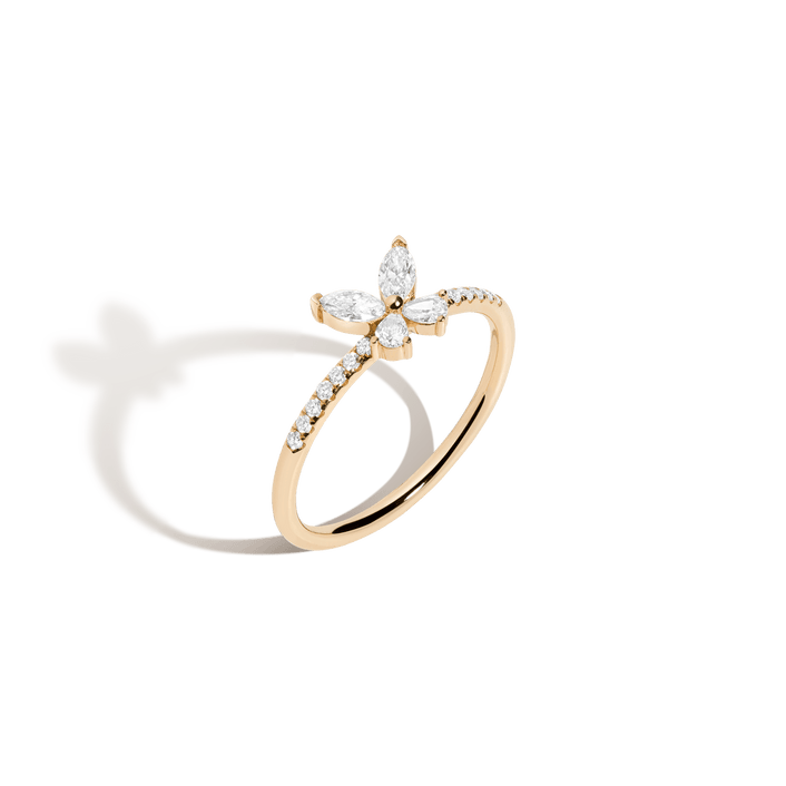 Diamond Butterfly Ring 14k 18k Yellow Gold First