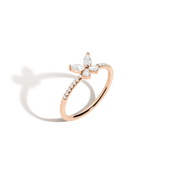 Diamond Butterfly Ring 14k 18k Rose Gold First