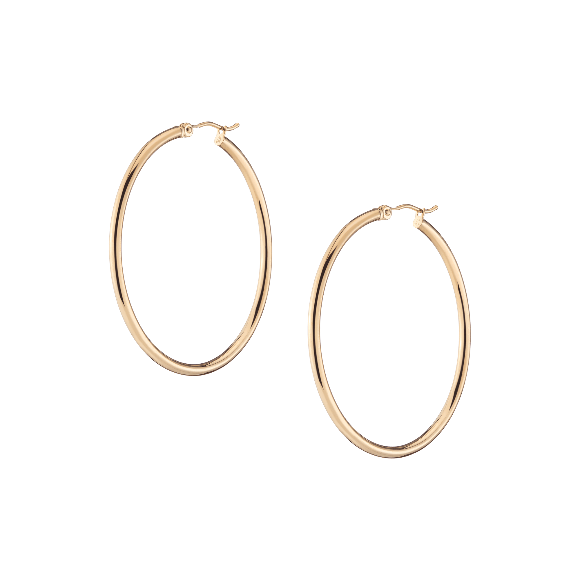 14 Karat Gold Plated 2mm x 12mm Hoop Earrings main image 0