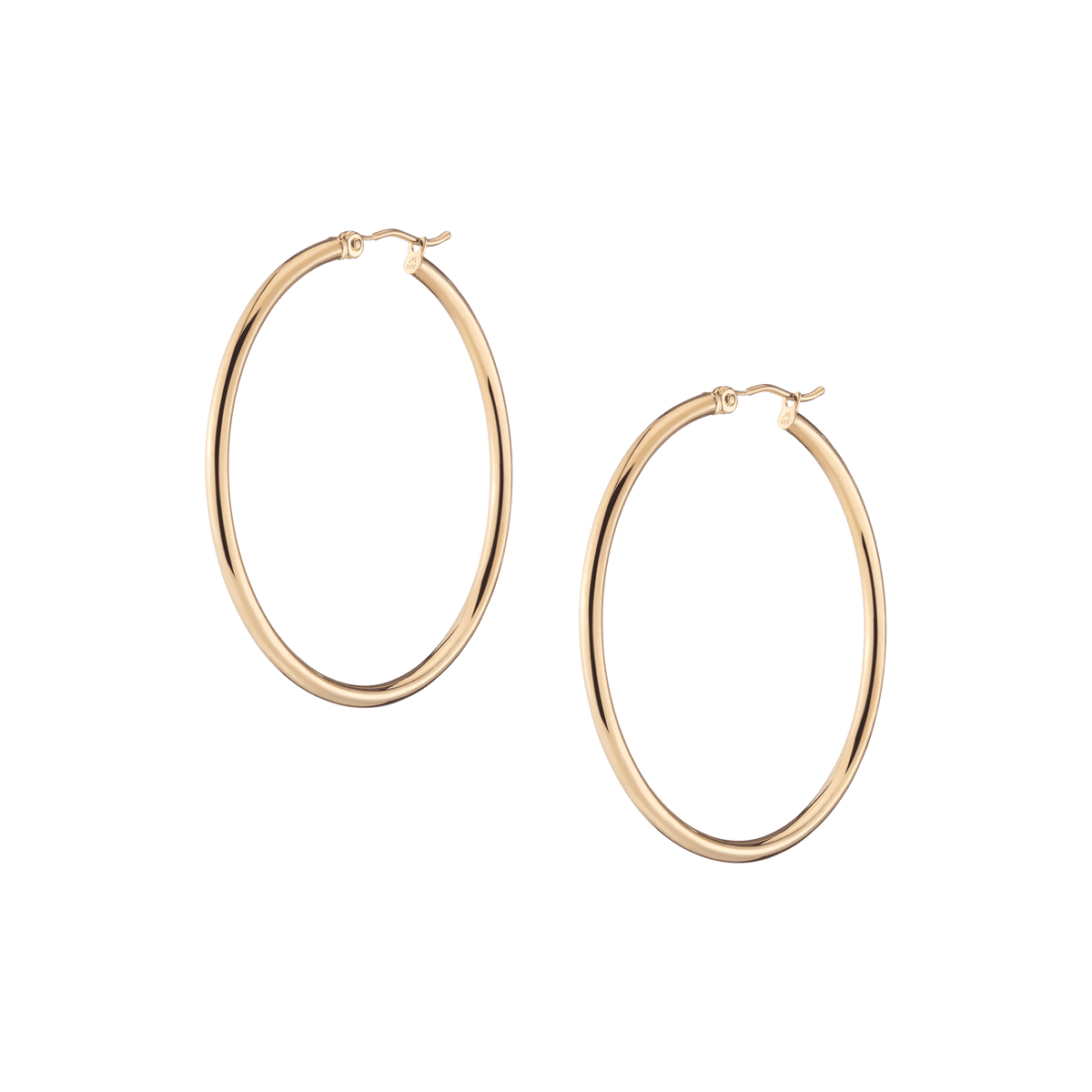 Gold Hoop Earrings - 2mm 14k Yellow Gold Pair Single 40mm