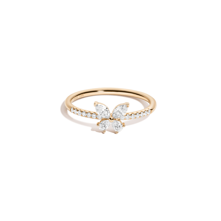 Diamond Butterfly Ring 14k 18k Yellow Gold