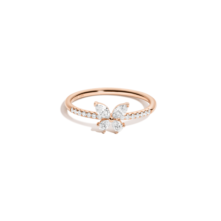 Diamond Butterfly Ring 14k 18k Rose Gold