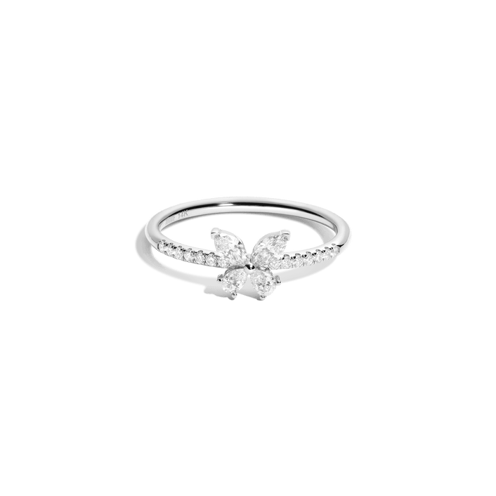 Diamond Butterfly Ring 14k 18k White Gold