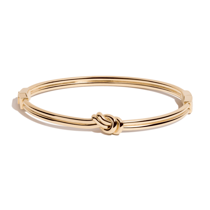 Gold Knot Hinged Bracelet Vermeil 14k 18k Yellow Gold S/M M/L