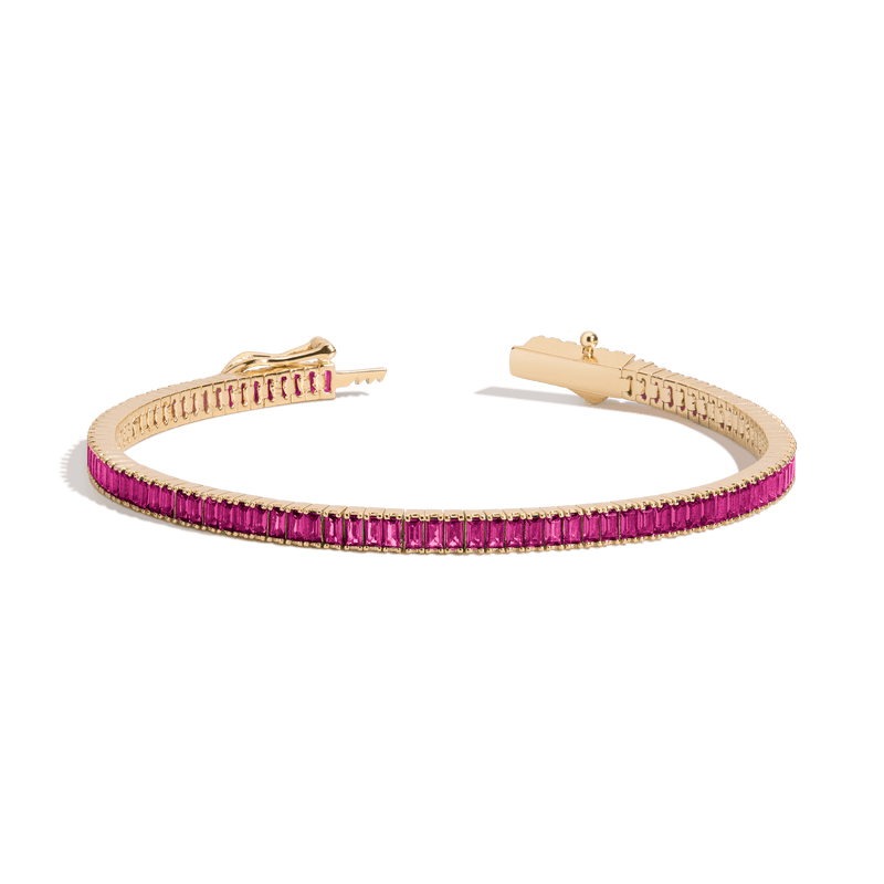 Lab Grown Ruby Baguette Tennis Bracelet