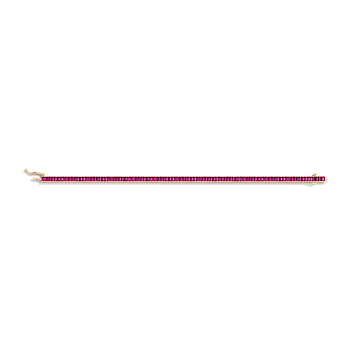 Red Ruby Baguette Tennis Bracelet Vermeil Yellow Gold 6.5in 7in