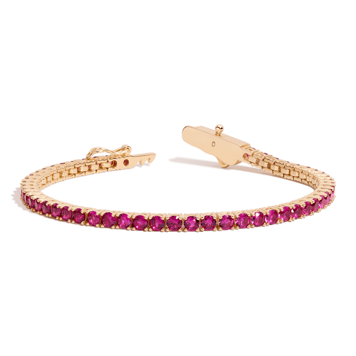 Red Ruby Tennis Bracelet Vermeil Yellow Gold 6.5in 7in 6ct First