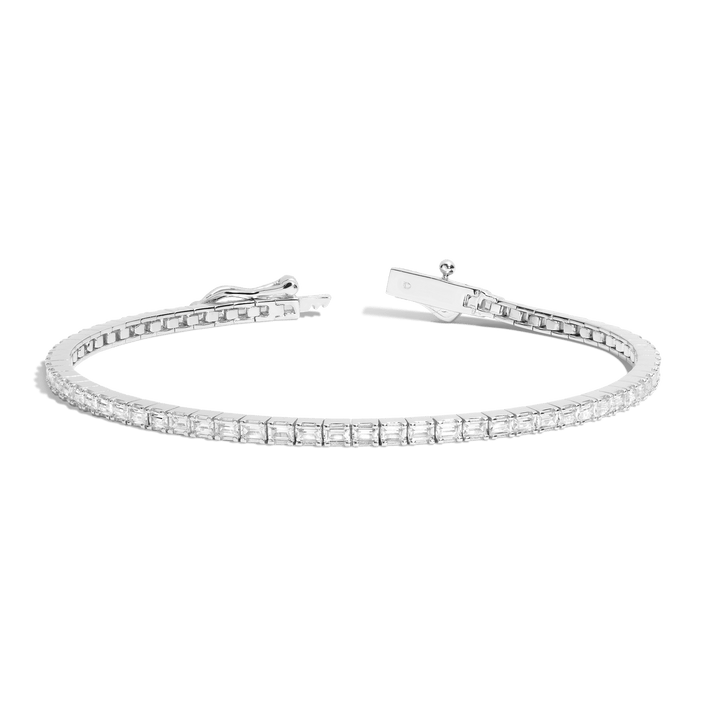 White Sapphire Horizontal Baguette Tennis Bracelet