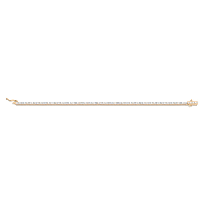 White Sapphire Horizontal Baguette Tennis Bracelet Vermeil Yellow Gold 4ct 6.5in 7in 